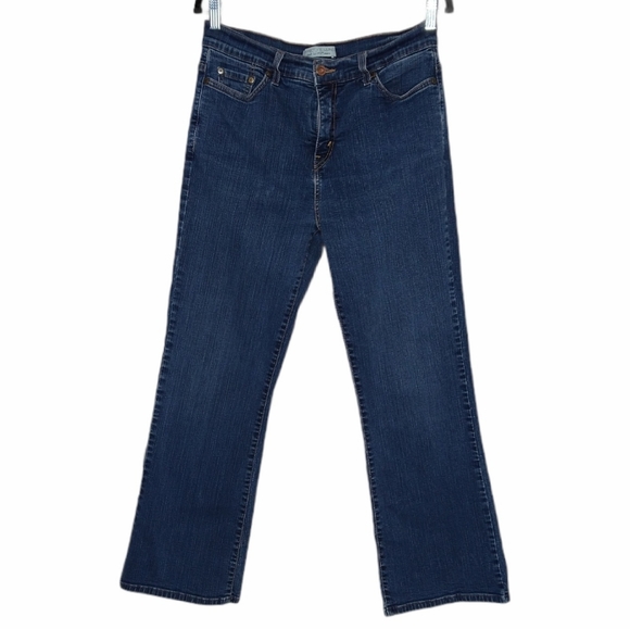 Levi's Perfectly Slimming Panel Bootcut 512 14 Short High Rise Dark Blue Jeans - Picture 1 of 8